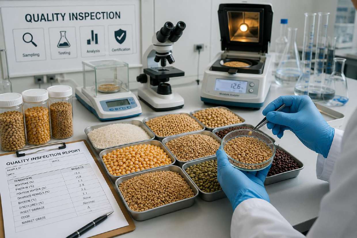 Laboratory quality inspection of agricultural commodities — sampling, testing and analysis